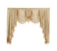 NAPEARL Soft Satin Swag Valance Curtains, Waterfall Valance with Tassles, Champagne, W 61" x L 49.2" (1 Panels), 3" Rod Pocket, Bedroom, Living Room