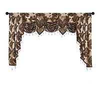 NAPEARL Waterfall Valance for Windows, Damask Window Valance with Garlands, Window Decoration, Brown Valance for Living Room, Bedroom, 200cm Wide