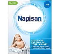 Napisan Non Bio Stain Remover Powder, 800g, Pack of 12, Kills 99.9% Bacteria in Your Laundry for a More Hygienic Wash, Disinfectant & Stain Remover Even at 30°C, 312 Washes