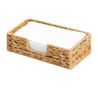 Napkin Basket, Water Hyacinth Woven Rattan Napkin Holder, 9.5x5.1x2.8" Rectangular Wicker Paper Holder for Disposable Guest Towel Rattan