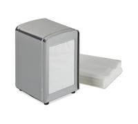 Relaxdays Set of 10 Napkin Dispensers Retro, Small Paper Serviettes, For Cafe, Bistro etc, HWD: 15x9.5x11, Silver