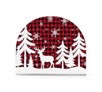 Napkin Holder, Clear Acrylic Paper Napkin Holders Christmas and New Year Buffalo Plaid Tissue Box Dispenser Stand Tabletop Space Saver Upright Napkin Towel Holders for Kitchen Restaurant Home Decor