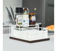 Napkin Holder for Table, Countertop Organizer - Flatware Holder for Forks, Spoons, Knives, Napkin Dispenser and Salt and Pepper Shakers Storage, Kitchen Cutlery Caddy for Dining Table, Buffet, Camping