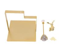 Napkin Holder for Table, Flat Napkin Dispenser with Weighted Arm, Square Cocktail Paper Holder of Elegant Rustic Iron for Kitchen Dining Room Decor Restaurant (Gold)