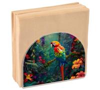 Napkin Holder for Table, Parrot Colorful Tropical Flower Acrylic Paper Napkin Holder, Kitchen Tissue Paper Dispenser Cocktail Napkin Holder for Dining Table, Party Guest, Bathroom