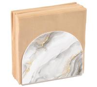 Napkin Holder for Table, White Gold Gray Marble Pattern Acrylic Paper Napkin Holder, Kitchen Tissue Paper Dispenser Cocktail Napkin Holder for Dining Table, Party Guest, Bathroom
