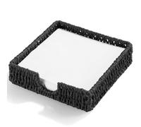 Napkin Holder for Table, Woven Paper Rope Napkin Holders For Paper Napkins | Wicker Napkin Holders for Kitchen Dinner Table Boho Decor and Accessories, Square Napkin Basket and Serving Tray, Black