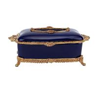 Napkin Holder Nordic Fashion Copper with Ceramic Tissue Box Indoor Coffee Table Decoration Pumping Paper Box Sapphire Blue Glaze Crafts Napkin Dispenser