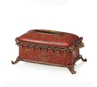 Napkin Holder Retro Hand-Painted Ceramics with Copper Pink Living Room Tissue Box Decoration Luxury Home Coffee Table Drawer Box Decoration Napkin Dispenser