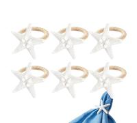Napkin Holder Rings,6 Piece Starfish Shape Dining Table Decor | Holders for Cloth Napkins | for Wedding Banquet Gathering Birthday Dinner Party Summer Coastal Beach Holiday