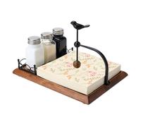 Napkin Holder with Bird-Shaped Handle Flat Napkin Dispenser Wooden Base Paper Towel Rack for Storing & Using Paper & Cocktail Napkins in Kitchen Dining Table Café Bar Restaurant (with Spice Rack)