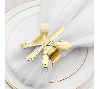 Napkin Ring 6/12pcs Gold Silver Metal Tableware Napkin Rings Bow Buckles Serviette Holder for Hotel Party Banquet KitchenTable Decoration (Color : Gold 12pcs)