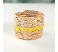 Napkin Rings 12 Pieces Of Straw Napkin Buckle Straw Hand-Woven Napkin Ring Yellow