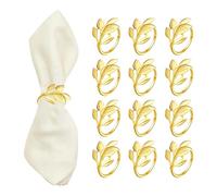 Napkin Rings,12PCS Gold Leaf Napkin Rings Spiral Shape,Dinner Buckle Holder,Elegant Leaf Serviette Holder Buckles for Dining Table Decorations Wedding Birthday Holiday Party,Family Gatherings Decor
