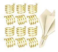 Napkin Rings,12PCS Gold Napkin Rings Spiral Shape,Dinner Buckle Holder,Elegant Round Serviette Holder Buckles for Dining Table Decorations Wedding Birthday Holiday Party,Family Gatherings Decor