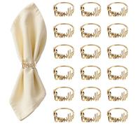 Napkin Rings, 18 Pack Bismillah Letter Metal Napkin Ring Set, Alphabet Napkin Buckles Holders Dinner Table Decor Accessories for Wedding, Party, Ramadan, Candlelit Banquet (Gold)