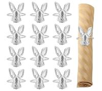 Napkin Rings, Easter Napkin Rings, Easter Bunny Decor, 12 Pcs, Party Table Decorations, For Easter Feast Banquet Party Wedding Table Decor (sliver)