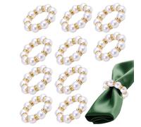 Napkin Rings - Napkin Clips, 10 Pieces Beaded Bands for Home Decoration Rustic Wedding Dining Table Restaurant Party Holiday Romantic Dinner