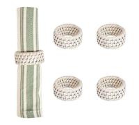 Napkin Rings Set of 4 Rattan Alfresco Dining Table Decorations (White)