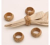 Napkin Rings Set of 6 - Handmade Bamboo Napkin Holders, Rustic Farmhouse Napkin Buckles for Christmas, Thanksgiving, Wedding, Party & Holiday Table Décor (Beige, 5 CM) - THE HOME TALK