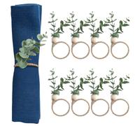 Napkin Rings Set of 8, Boho Green Leaf Eucalyptus Wood Bead Napkin Rings Holder for Weddings, Thanksgiving, Christmas, Easter, Fall, Spring Table Decor