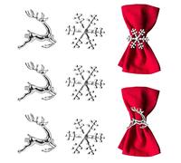 Napkin Rings Set of 8 Silver Napkin Rings Snowflake Reindeer for Christmas Lunch Thanksgiving Party Holiday Christmas Wedding Table Decoration