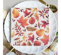 Napkins Autumn Maple Leaves Paper Napkins, Super Soft, Cocktail Disposable Paper Tissues - Best for Christmas, Parties, Halloween, Thanksgiving5 Packs(33x33cm)