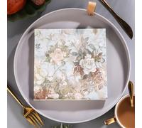 Napkins Beige Flower Table Decoration, Anniversary Decoration, Disposable Party Serviettes Napkins, Perfect for Birthdays, Weddings, Communion and Celebrations 20 Packs(33x33cm)