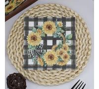 Napkins Black Flower Yellow Tissue Paper Napkins Disposable Soft Serviettes Party Happy Birthday Wedding Wrapping Paper for Crafts Everyday Tableware,Christmas,Toilet 30 Packs(33x33cm)