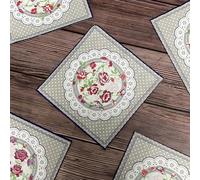 Napkins Blue Grey Flower Tissue Paper Napkins Disposable Soft Serviettes Party Happy Birthday Wedding Wrapping Paper for Crafts Everyday Tableware,Christmas,Toilet 30 Packs(33x33cm)