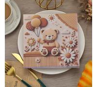 Napkins Cartoon Flower Panda Table Decoration, Anniversary Decoration, Disposable Party Serviettes Napkins, Perfect for Birthdays, Weddings, Communion and Celebrations20 Packs(33x33cm)