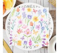 Napkins Colorful Flower Butterfly Disposable Table Napkins - Soft and Strong Paper Serviettes for All Occasions - Everyday Tissues for Cleaning Spills Wiping Surfaces30 Packs(33x33cm)