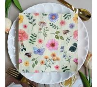 Napkins Colorful Flower Butterfly Paper Napkins, Super Soft, Cocktail Disposable Paper Tissues - Best for Christmas, Parties, Halloween, Thanksgiving30 Packs(33x33cm)