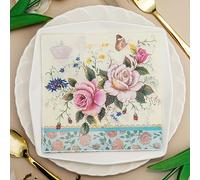 Napkins Colorful Flower Butterfly Paper Napkins, Super Soft, Cocktail Disposable Paper Tissues - Best for Christmas, Parties, Halloween, Thanksgiving5 Packs(33x33cm)