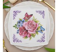 Napkins Colorful Flower Butterfly Table Decoration, Anniversary Decoration, Disposable Party Serviettes Napkins, Perfect for Birthdays, Weddings, Communion and Celebrations15 Packs(33x33cm)