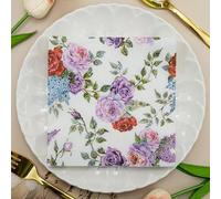 Napkins Colorful Flowers Disposable Table Napkins - Soft and Strong Paper Serviettes for All Occasions - Everyday Tissues for Cleaning Spills Wiping Surfaces20 Packs(33x33cm)