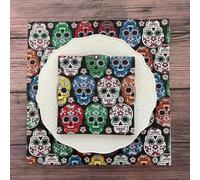 Napkins Colorful Skull Tissue Paper Napkins Disposable Soft Serviettes Party Happy Birthday Wedding Wrapping Paper for Crafts Everyday Tableware,Christmas,Toilet 10 Packs(33x33cm)