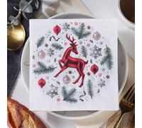 Napkins Deer Snowflakes Paper Napkins, Super Soft, Cocktail Disposable Paper Tissues - Best for Christmas, Parties, Halloween, Thanksgiving 15 Packs(33x33cm)