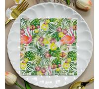 Napkins Flamingo Green Leaves Paper Napkins, Super Soft, Cocktail Disposable Paper Tissues - Best for Christmas, Parties, Halloween, Thanksgiving15 Packs(33x33cm)