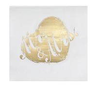 Napkins Gold Graffiti White Tissue Paper Napkins Disposable Soft Serviettes Party Happy Birthday Wedding Wrapping Paper for Crafts Everyday Tableware,Christmas,Toilet 20 Packs(33x33cm)