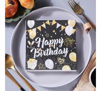 Napkins Golden Balloon Disposable Table Napkins - Soft and Strong Paper Serviettes for All Occasions - Everyday Tissues for Cleaning Spills Wiping Surfaces 5 Packs(33x33cm)