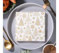 Napkins Golden Christmas Tree Disposable Table Napkins - Soft and Strong Paper Serviettes for All Occasions - Everyday Tissues for Cleaning Spills Wiping Surfaces20 Packs(33x33cm)