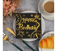 Napkins Golden Fireworks Tissue Paper Napkins Disposable Soft Serviettes Party Happy Birthday Wedding Wrapping Paper for Crafts Everyday Tableware,Christmas,Toilet 30 Packs(33x33cm)