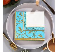 Napkins Golden Geometry Disposable Table Napkins - Soft and Strong Paper Serviettes for All Occasions - Everyday Tissues for Cleaning Spills Wiping Surfaces 30 Packs(33x33cm)