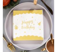 Napkins Golden Geometry Disposable Table Napkins - Soft and Strong Paper Serviettes for All Occasions - Everyday Tissues for Cleaning Spills Wiping Surfaces 30 Packs(33x33cm)