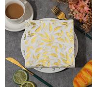 Napkins Golden Leaves Disposable Table Napkins - Soft and Strong Paper Serviettes for All Occasions - Everyday Tissues for Cleaning Spills Wiping Surfaces20 Packs(33x33cm)