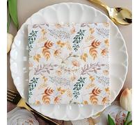 Napkins Golden Leaves Table Decoration, Anniversary Decoration, Disposable Party Serviettes Napkins, Perfect for Birthdays, Weddings, Communion and Celebrations30 Packs(33x33cm)