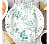 Napkins Green Leaves Table Decoration, Anniversary Decoration, Disposable Party Serviettes Napkins, Perfect for Birthdays, Weddings, Communion and Celebrations20 Packs(33x33cm)