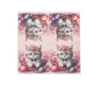 Napkins Grey Cat Rose Tissue Paper Napkins Disposable Soft Serviettes Party Happy Birthday Wedding Wrapping Paper for Crafts Everyday Tableware,Christmas,Toilet 30 Packs(33x33cm)
