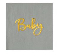 Napkins Grey Gold Tissue Paper Napkins Disposable Soft Serviettes Party Happy Birthday Wedding Wrapping Paper for Crafts Everyday Tableware,Christmas,Toilet 30 Packs(33x33cm)